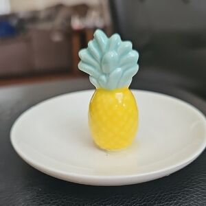 Yellow and Blue Pineapple Jewelry Holding Figurine